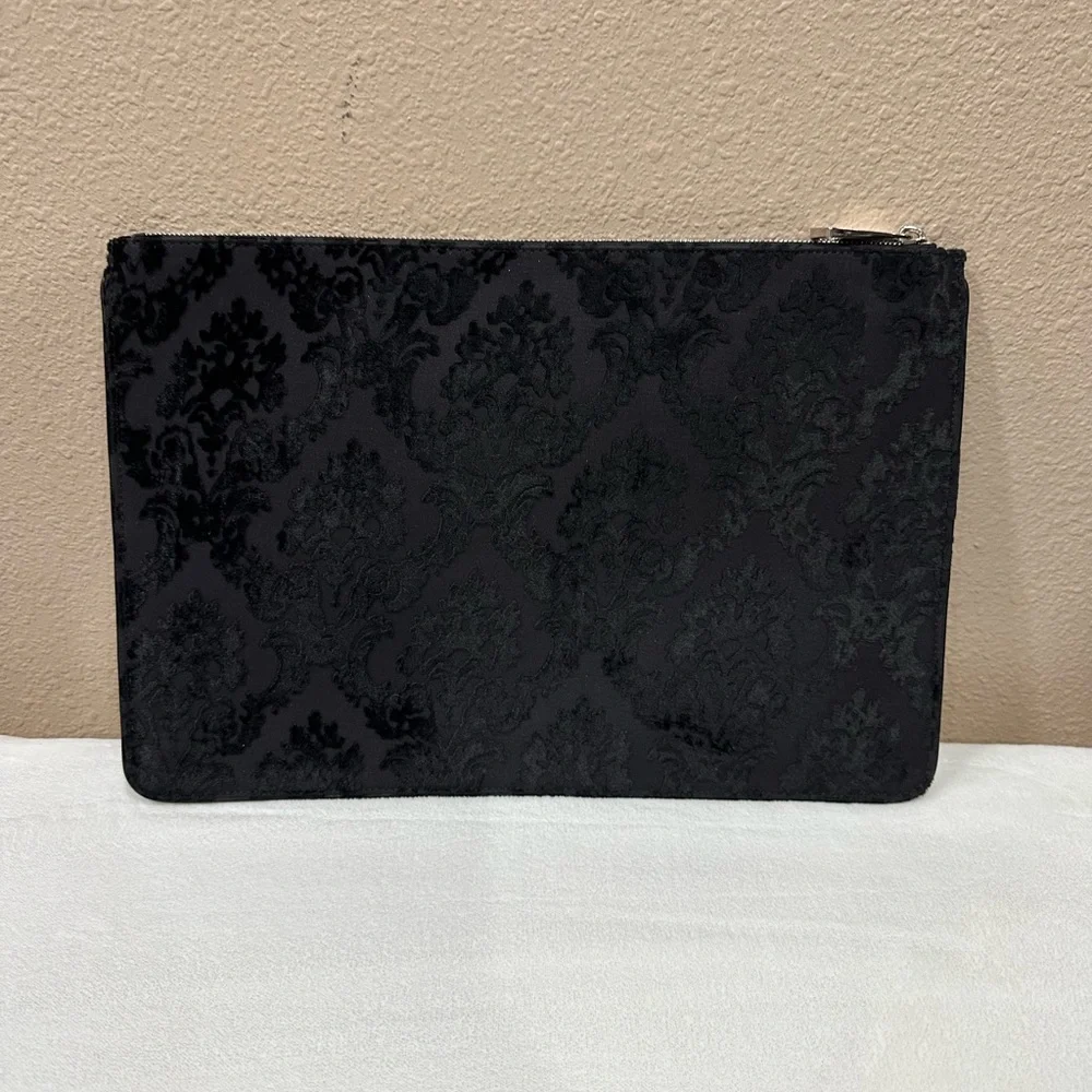Givenchy Classic Damask Black Velvet Devore Clutch/Pouch - Picture 2 of 5
